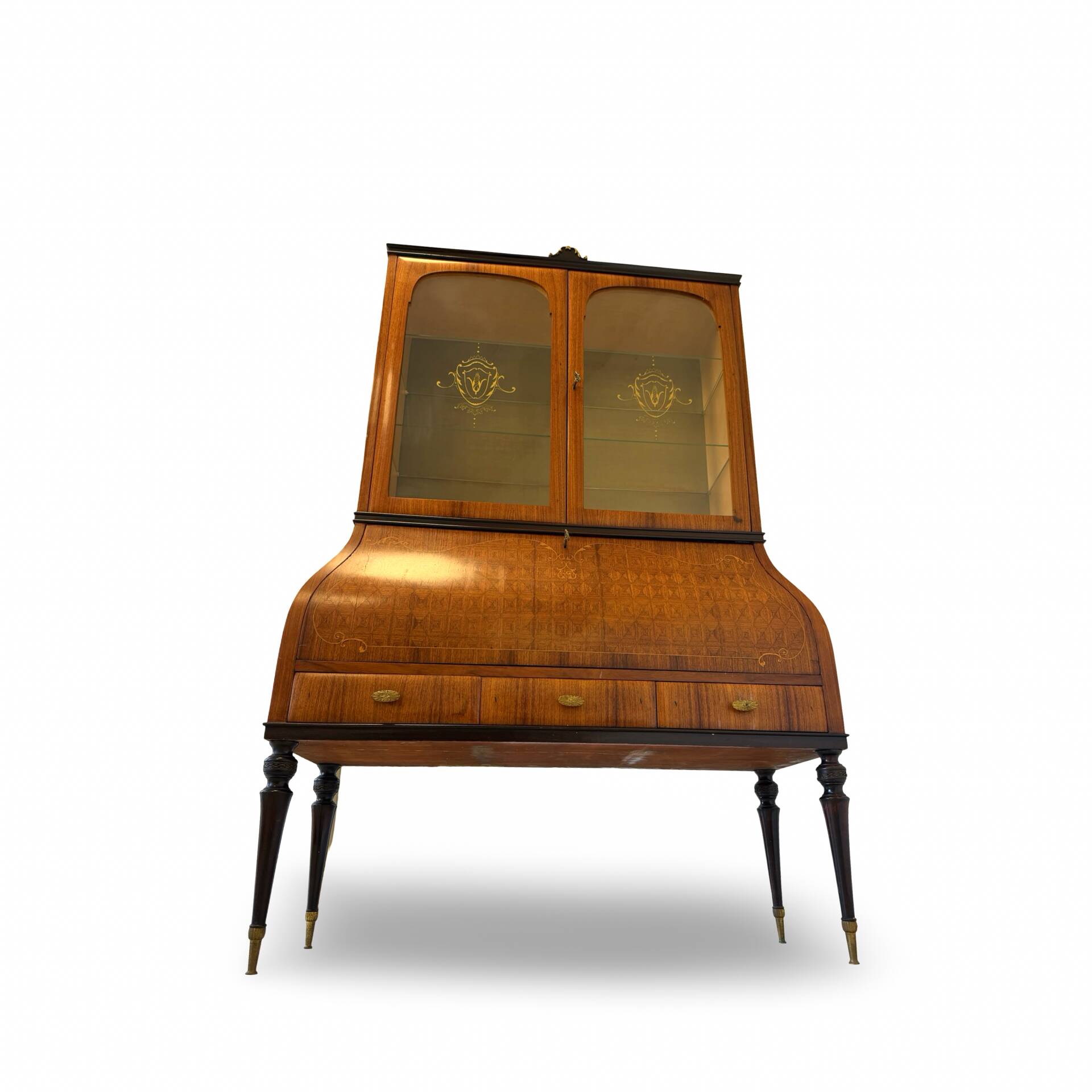 Secretary credenza in marquetry in the Italian Louis XV style from the mid-century, 1960.