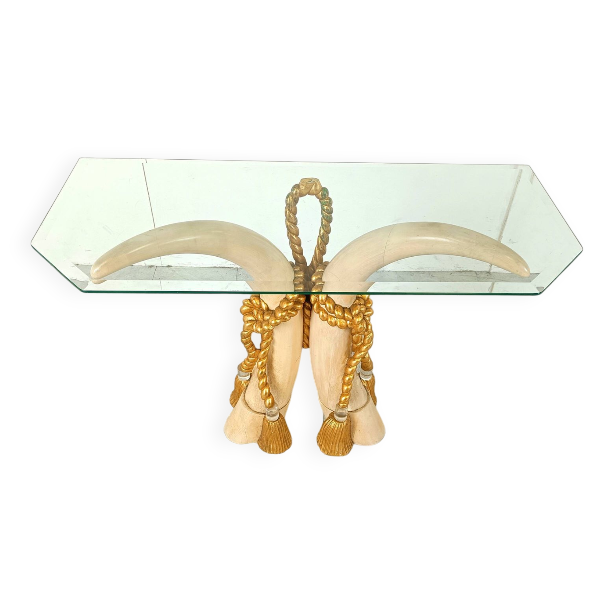 Vintage faux tusk console table, 1980s