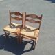 Pair of Brutalist Guillerme and Chambron Chairs in Solid Oak with Wove