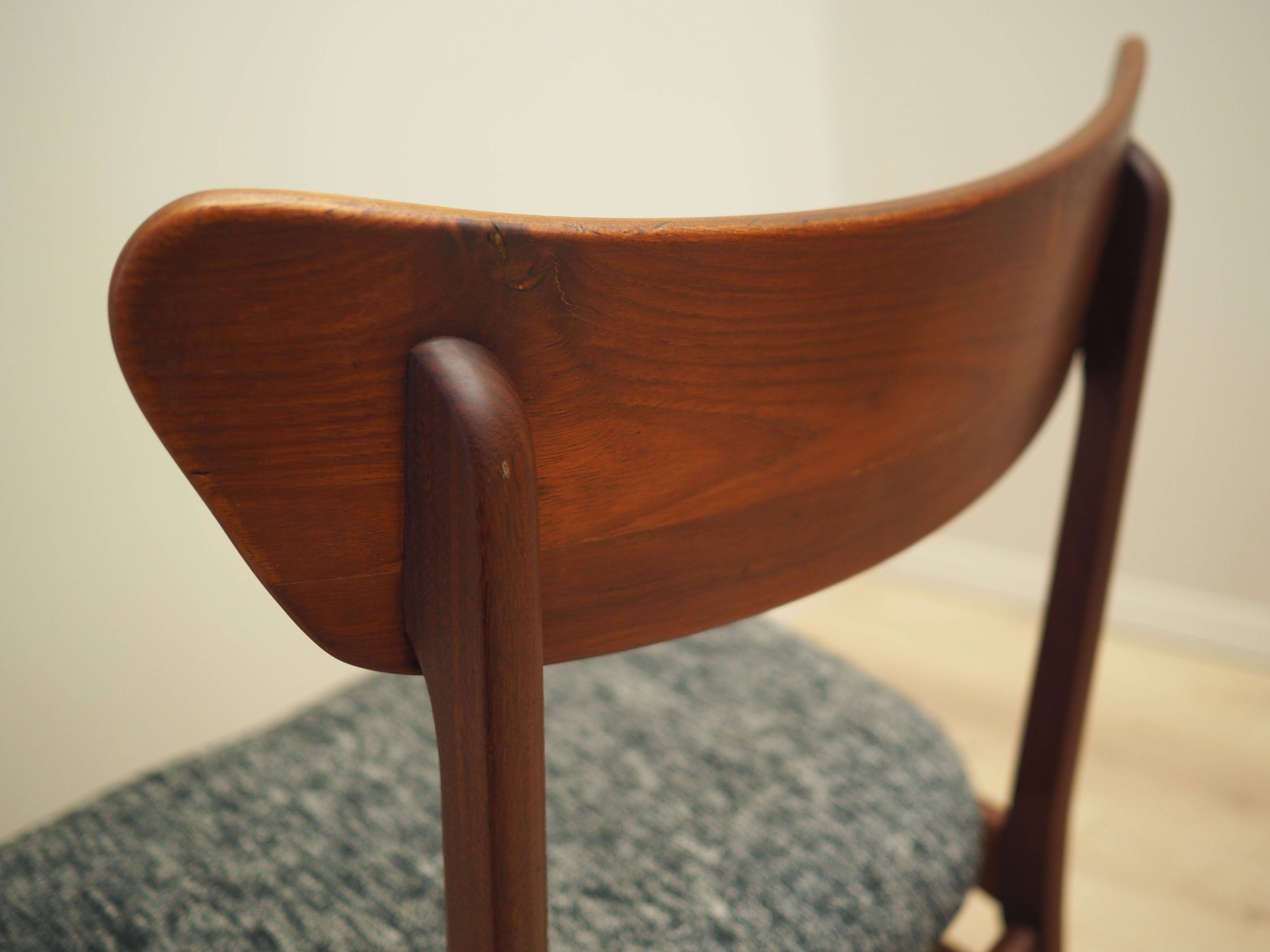 Set of four teak chairs, Danish design, 1970s, production: Denmark