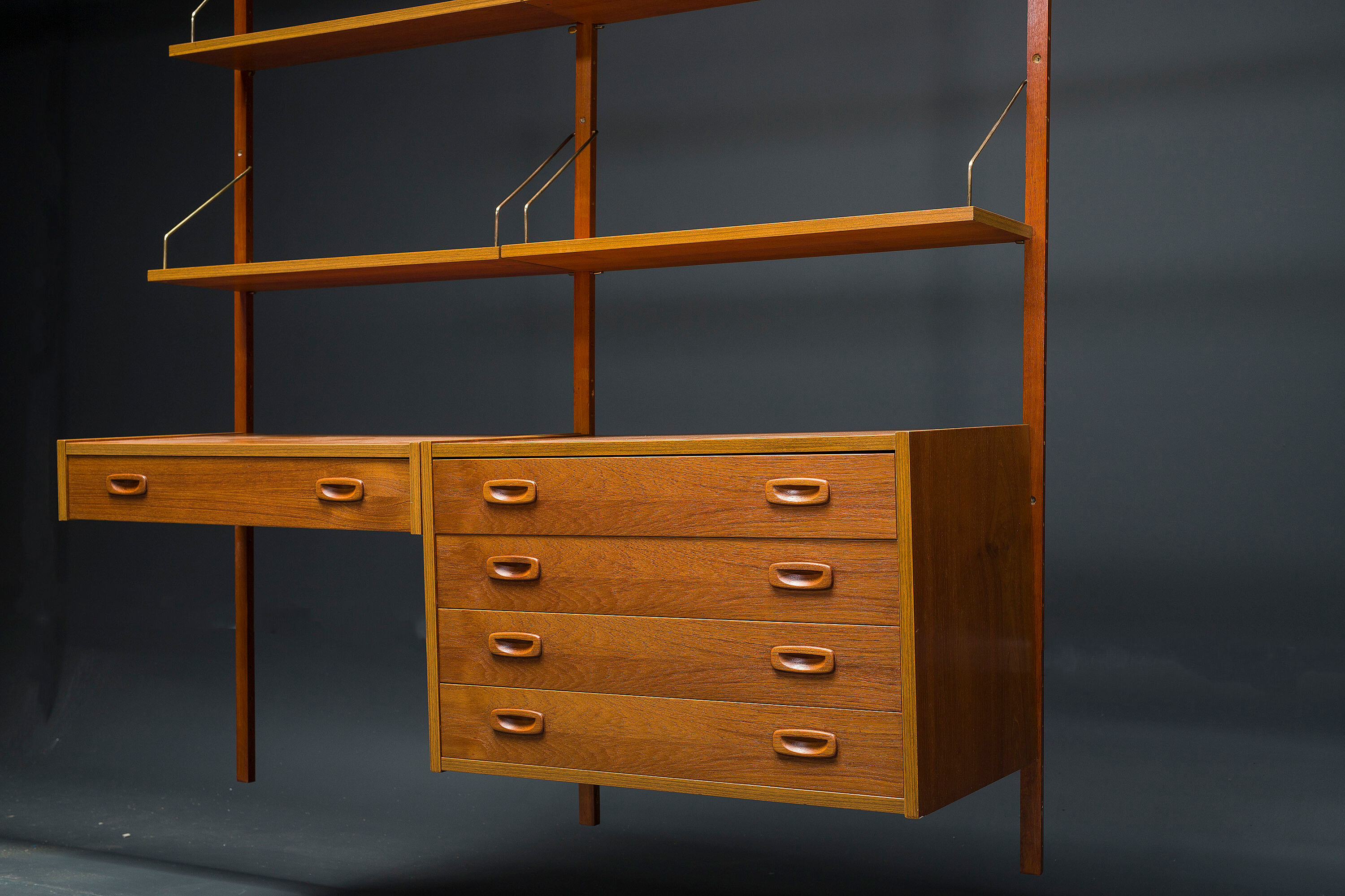 Danish teak ps modular wall units by preben sørensen for randers møbelfabrik, 1960s, set of 11