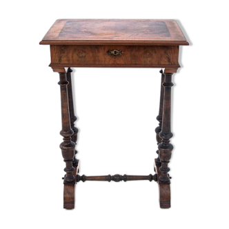 Walnut thread table, Western Europe, circa 1900