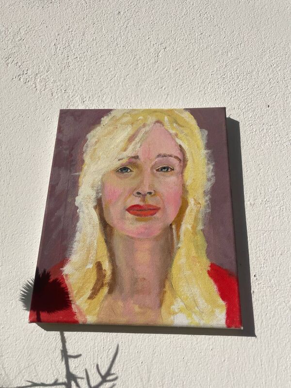 Tableau peinture d’une femme blonde / huile sur toile