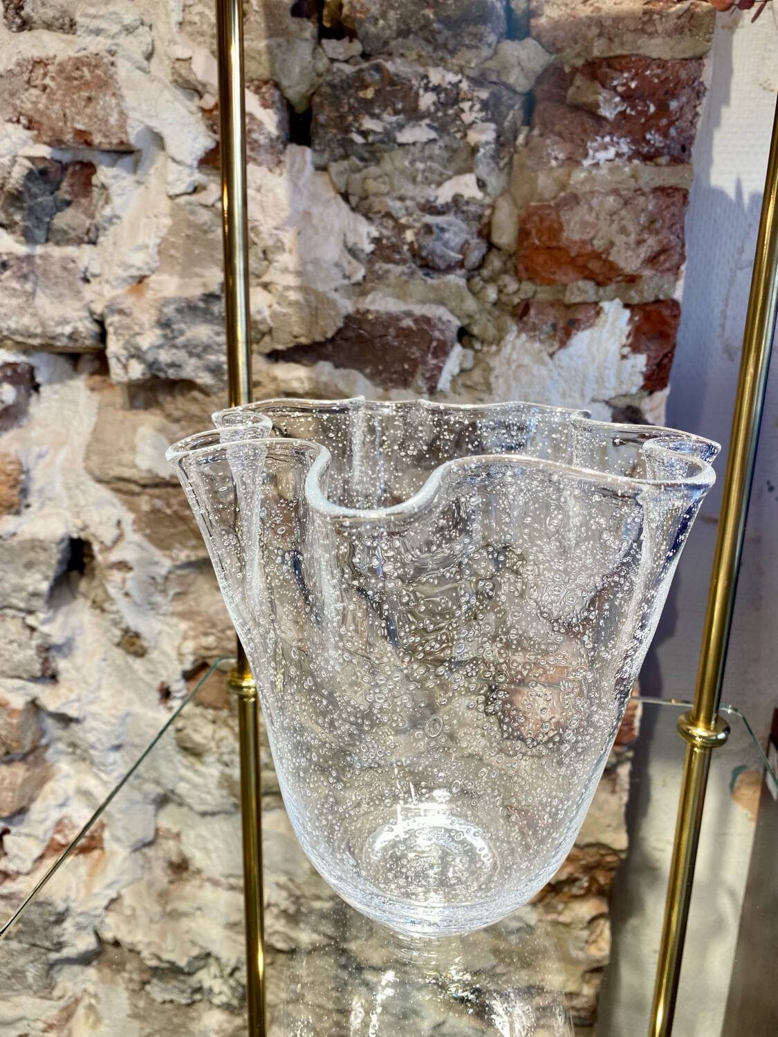 Murano bubble blown glass handkerchief vase