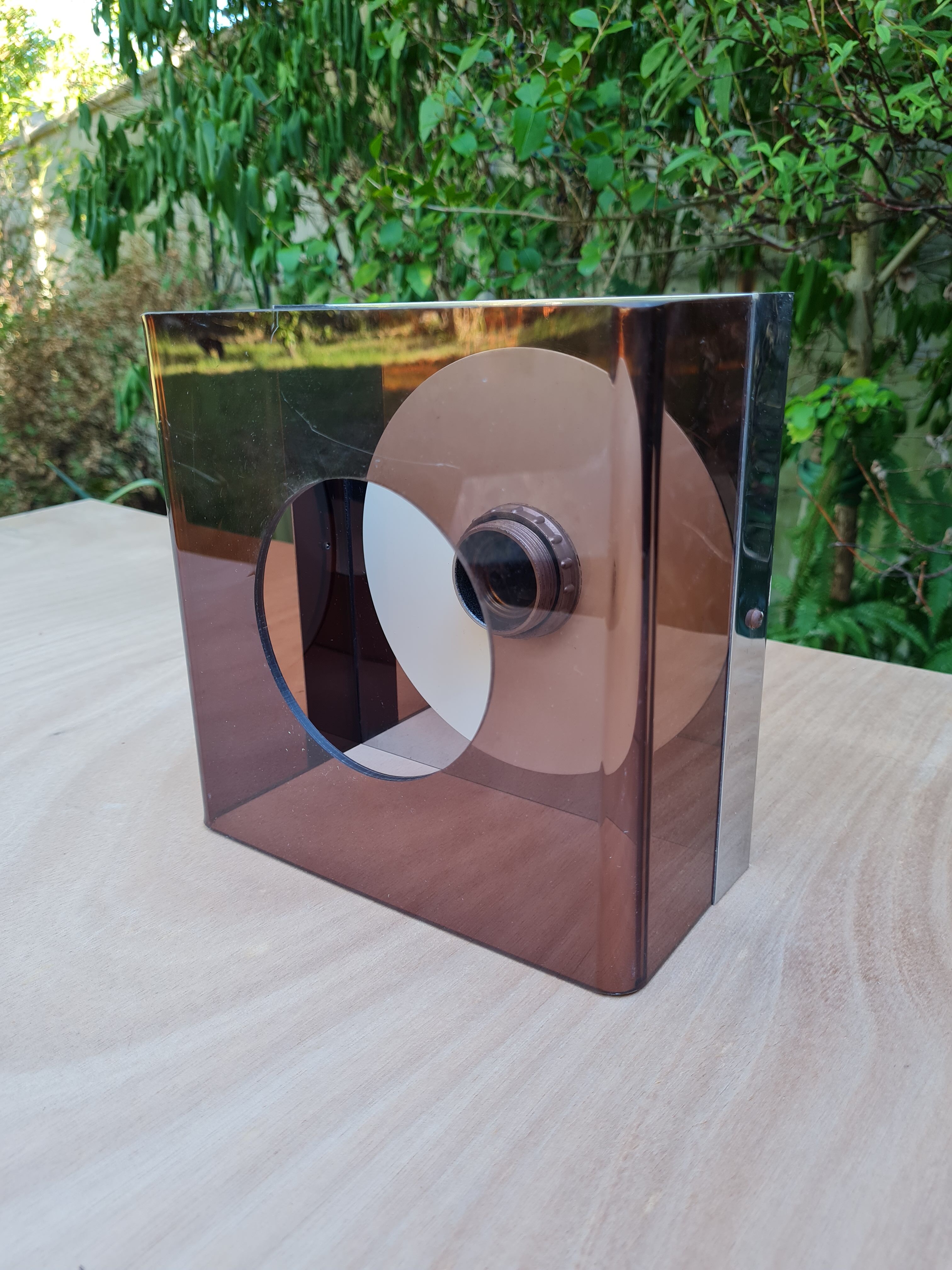 Wall lamp in smoked plexiglas by jocelyne trocmé model "disco"