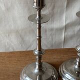 Silver-plated metal candlesticks imitating bamboo, 1960