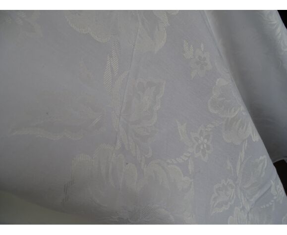 Round tablecloth old cotton in damask with flowers diameter 170 cm polyester cotton