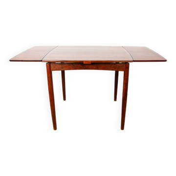 Table Danoise extensible et réversible, jeux ou repas, palissandre 1960.