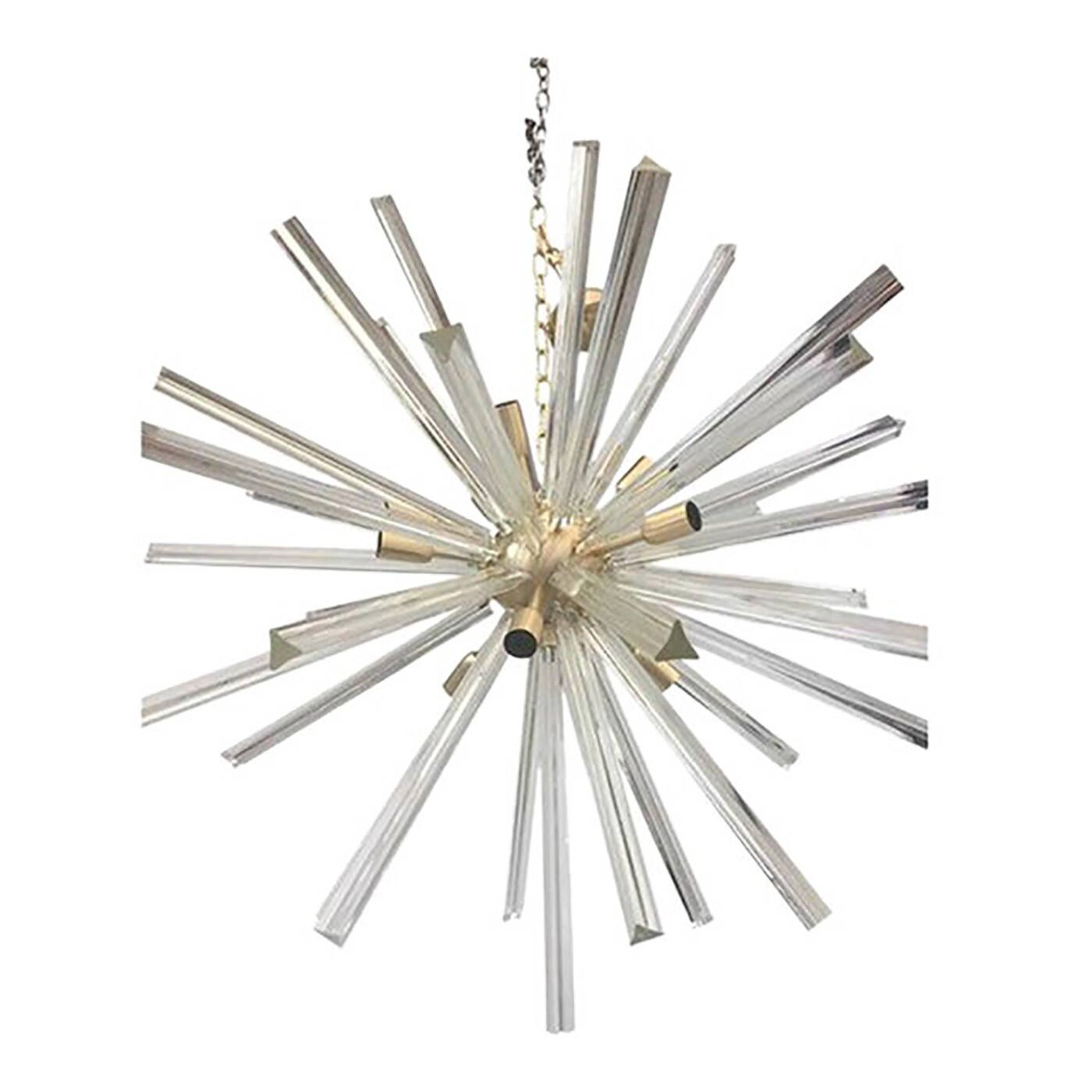 Lustre Triedo Spoutnik en verre transparent de style Murano