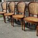 Four caned and wood chairs, Louis Philippe style, vintage, 1960s