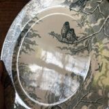 Set of 6 old Sarreguemines Neige green flat plates
