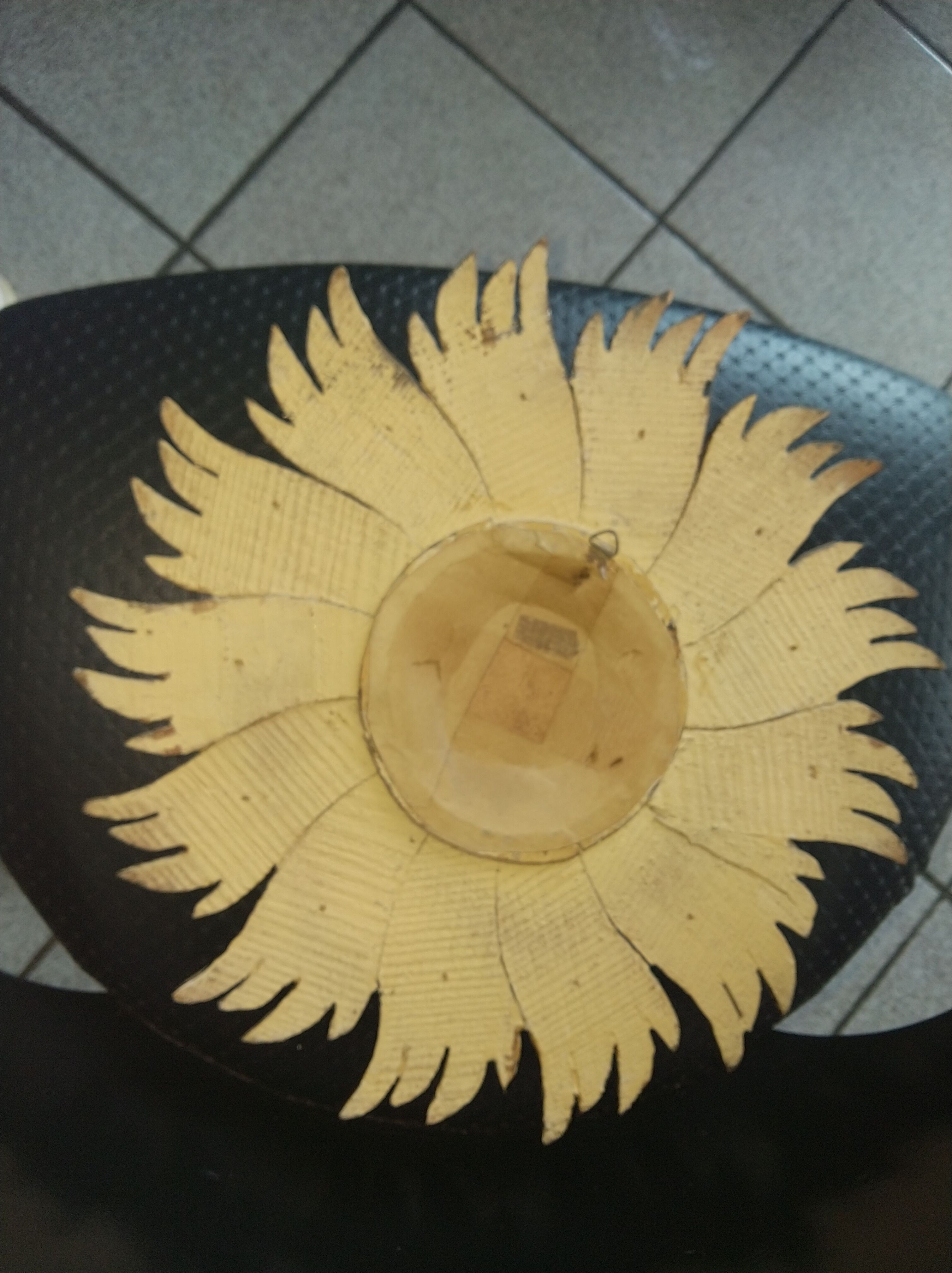 Golden wood sun mirror circa 1960