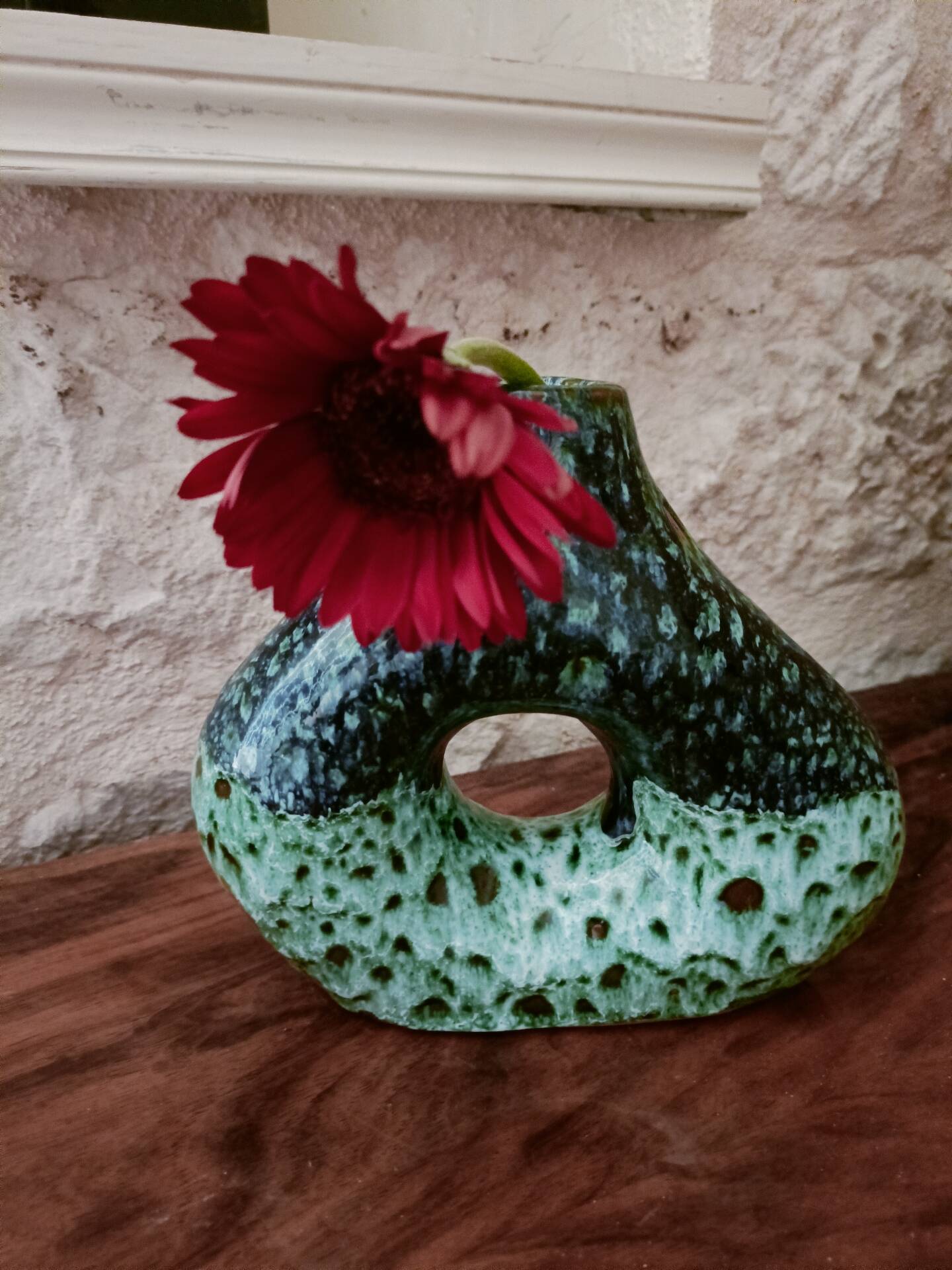 Vase, bougeoir en céramique émaillée
