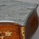 Curved Louis XV style vintage commode in marquetry - stone top - 3 drawers