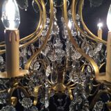 12-light bronze and crystal chandelier
