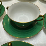 Service 14 cup and saucer in Art Deco Emerald Green and Gold.