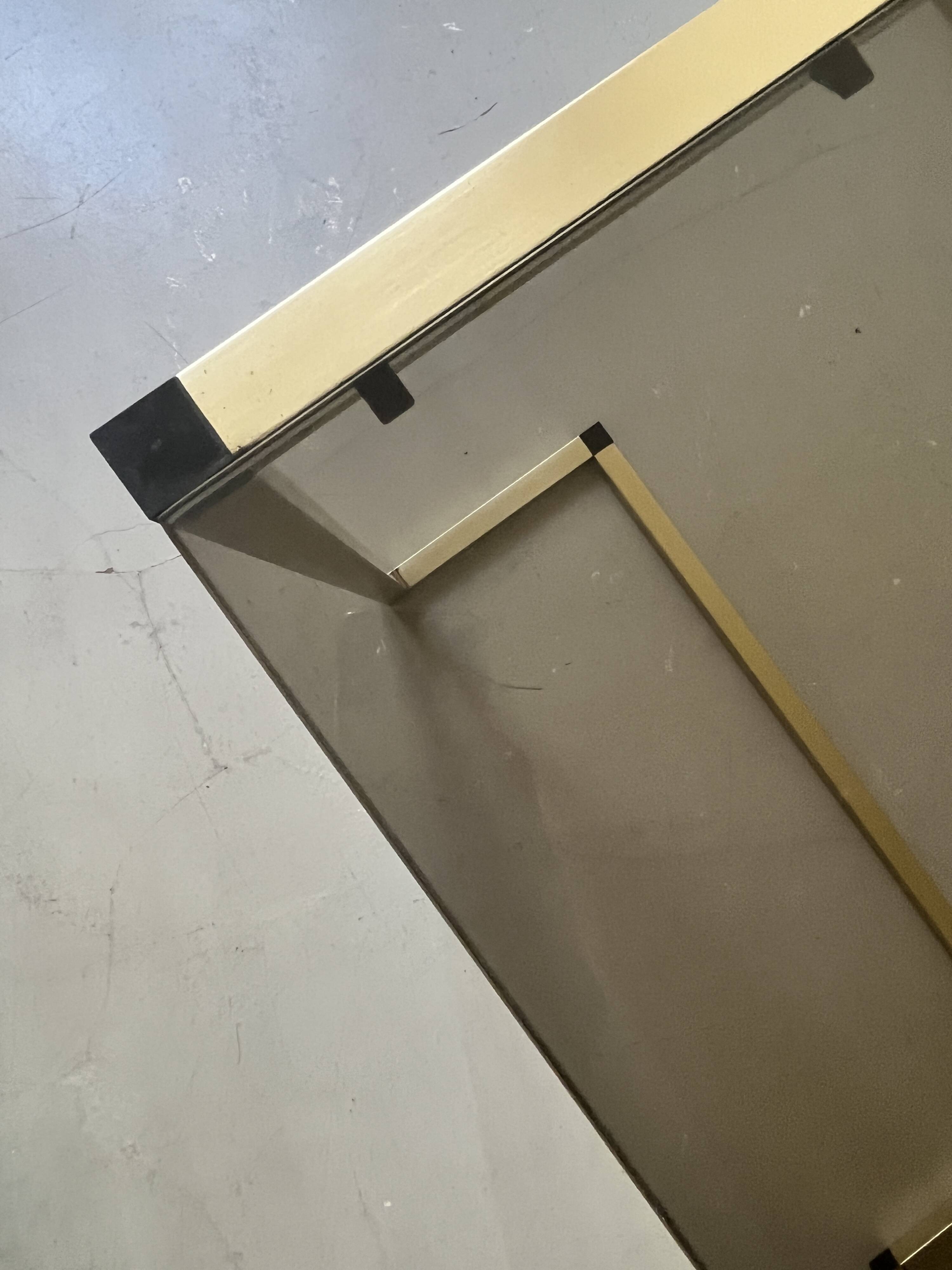 Console table in real brass and smoked glass, Italy 1970