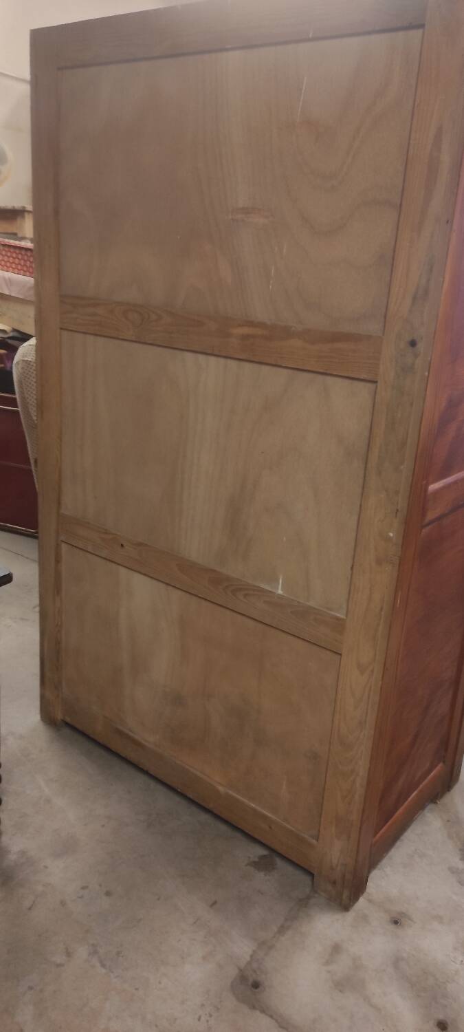 Parisian wardrobe vintags sliding doors in old pitch pine 193x115.5 cm