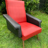 Armchair "60s" in red and black skaï