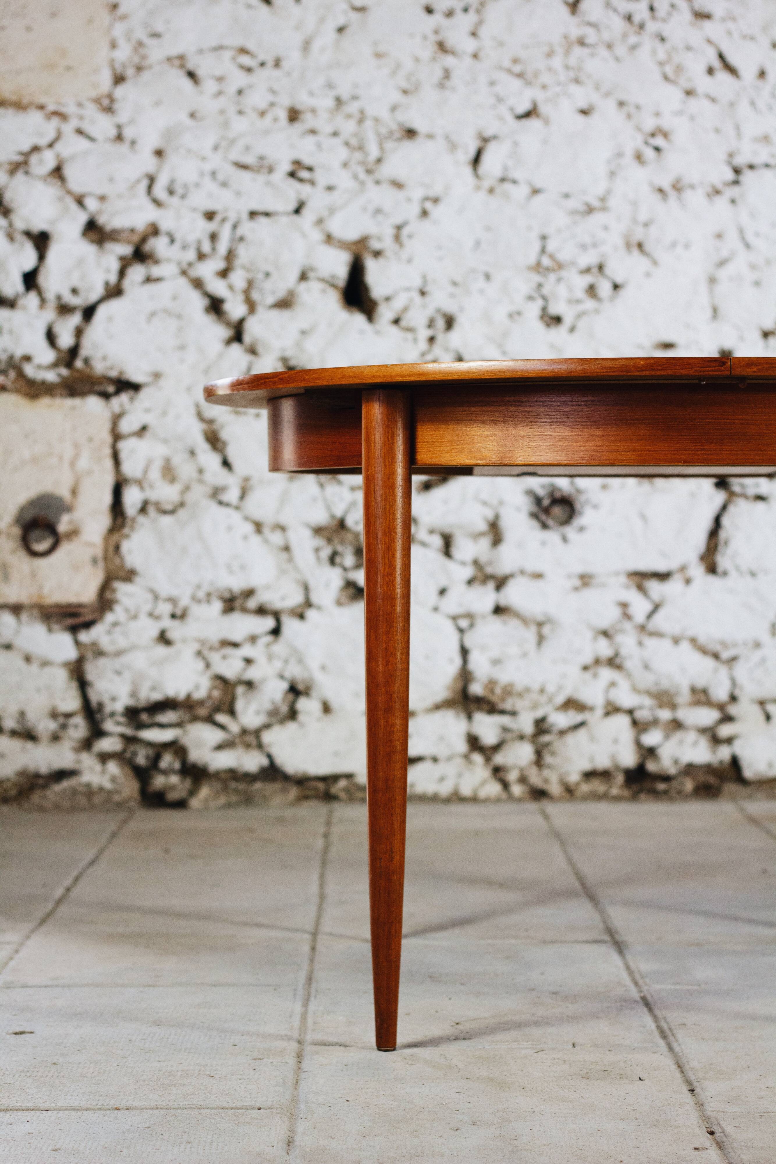 Scandinavian vintage teak extendable round table