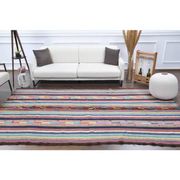 Vintage Turkish Oushak Handmade Wool Cotton Blue Kilim Area Rug 175x317