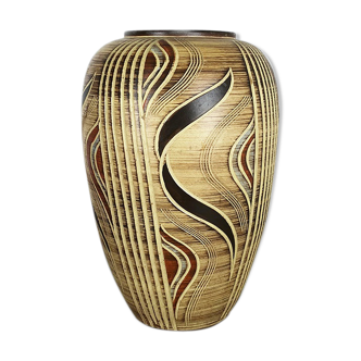 Vase de poterie par Sawa céramique Sgraffito Franz Schwaderlapp, Bauhaus Allemagne