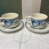Duo of cups and undercups in English porcelain "Tudor"