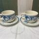 Duo of cups and undercups in English porcelain "Tudor"