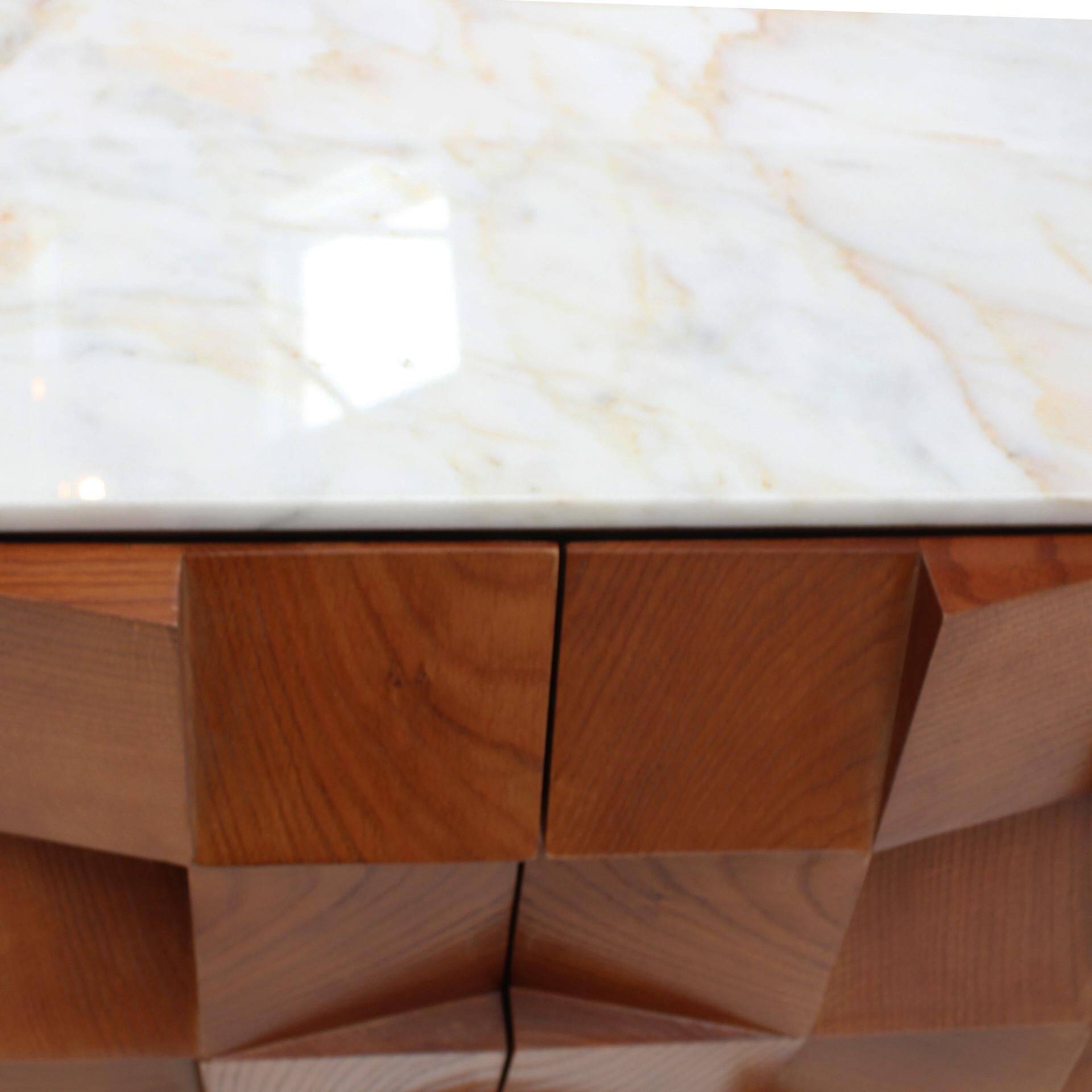 Brutalist Style Sideboard Made of Wood and Siena Marble, Italy