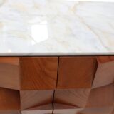 Brutalist Style Sideboard Made of Wood and Siena Marble, Italy