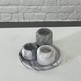 Set of marble candle holders with base