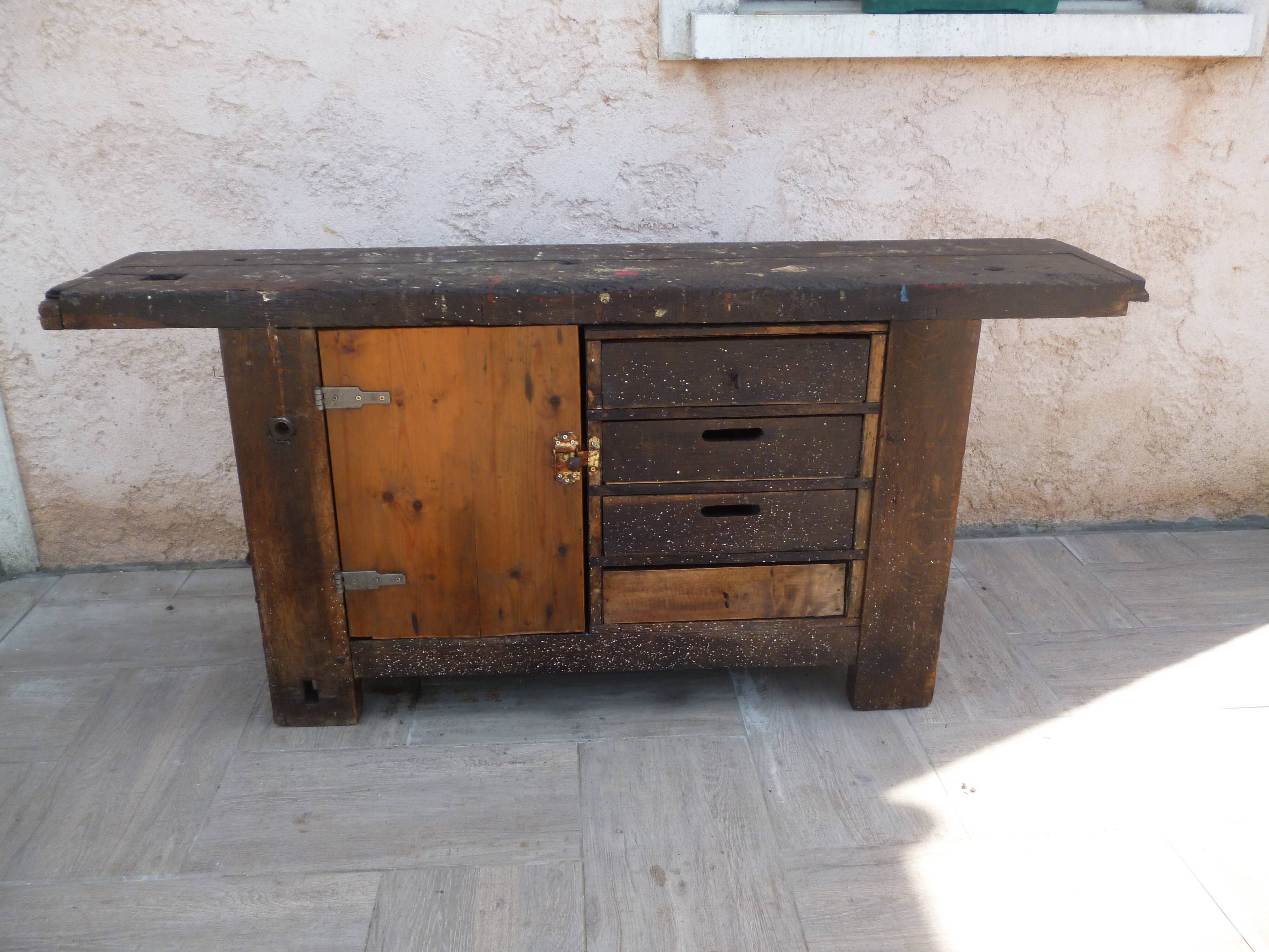 Old oak workbench