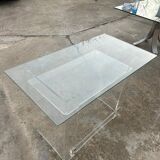 Desk glass top and vintage plexiglass foot