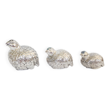 Vintage Style Gucci Hollywood Regency Silver Quail Trio Shakers