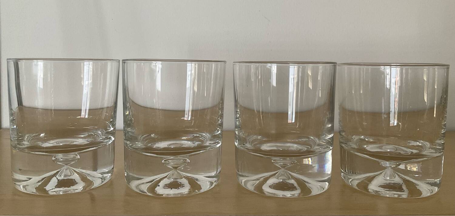 Kosta Boda Set of 4 Whiskey Glasses with Bubble Base