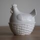 Sugar bowl with white ceramic hen decoration