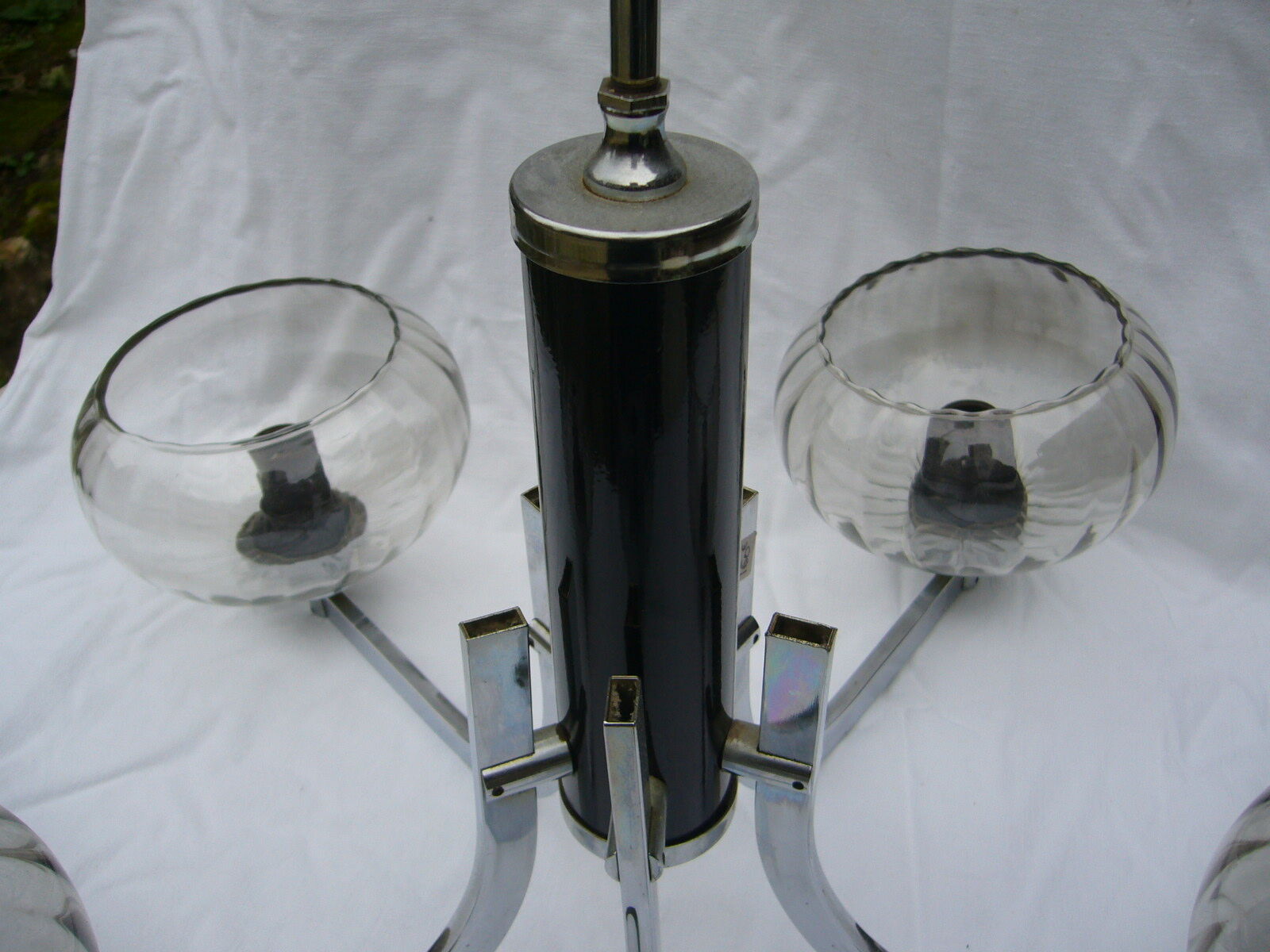 Chandelier 70s chrome and black