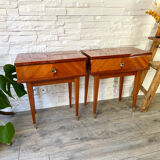 Pair of Scandinavian bedside tables compass feet