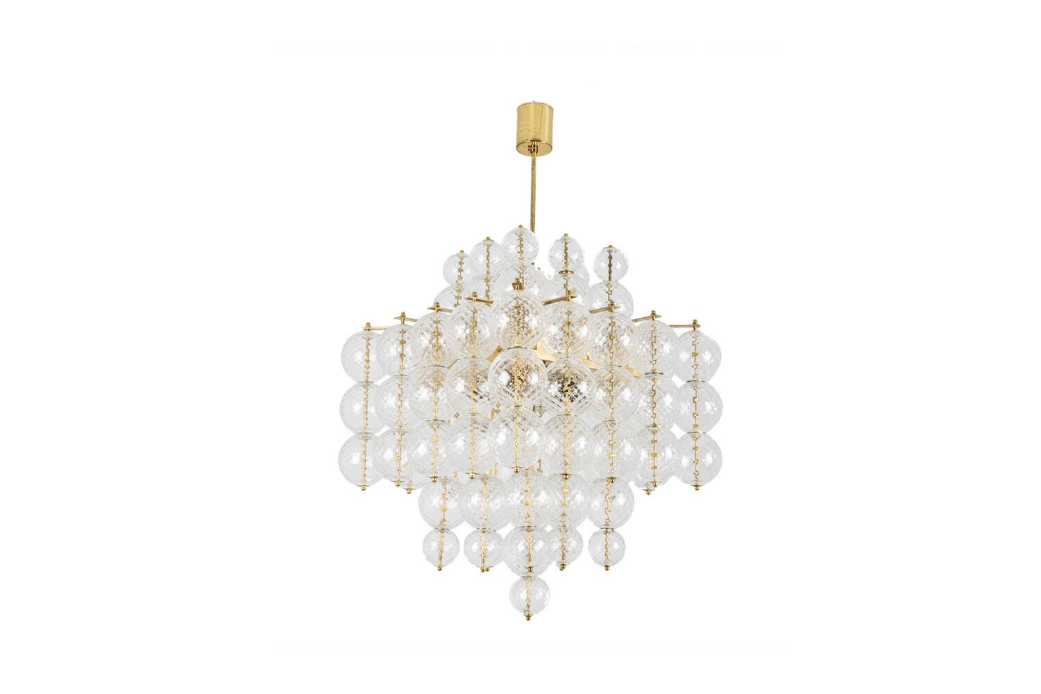 Chandelier in blown glass and gilded brass. 1970s. LS59391508H