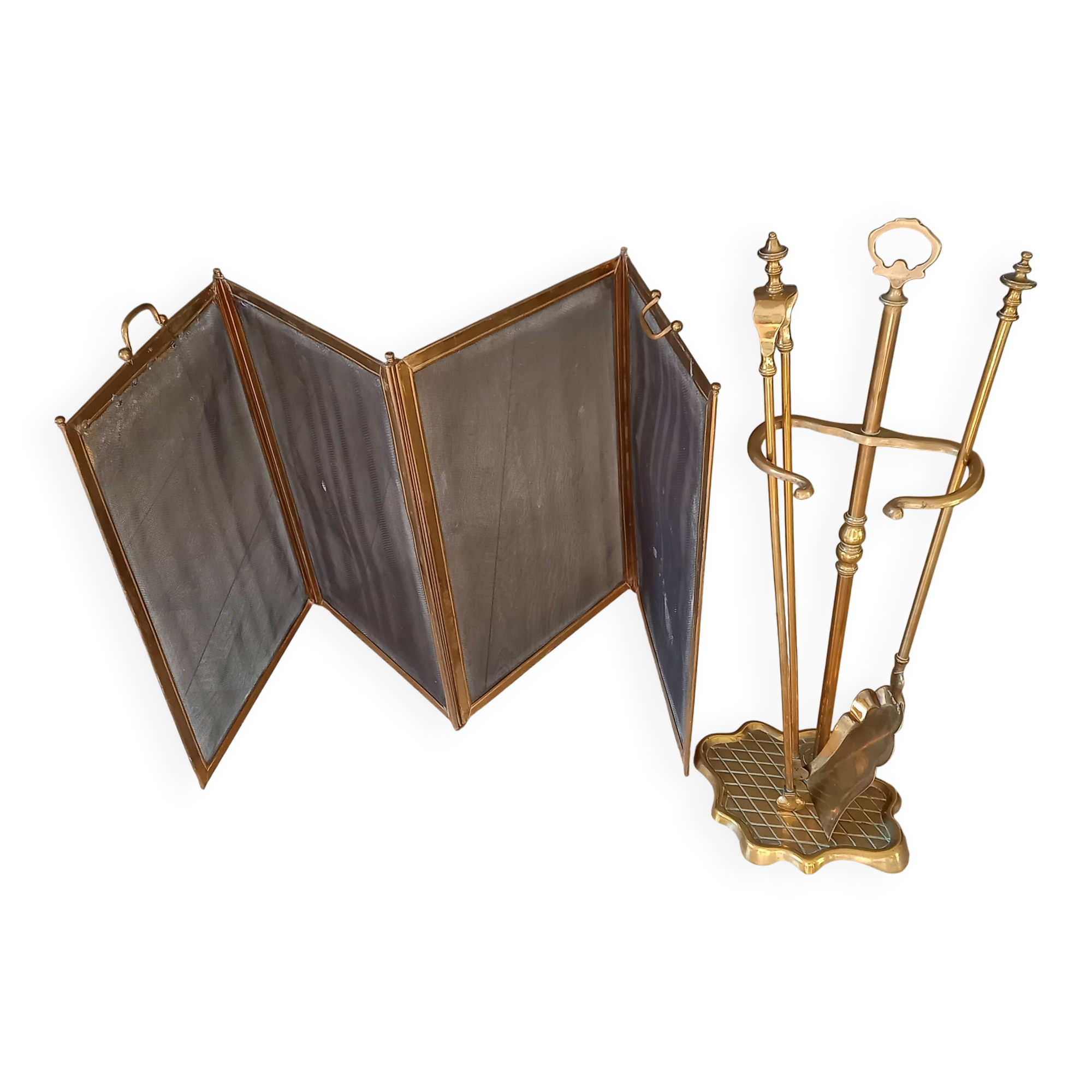 Fireplace set fire guard shovel clamp support