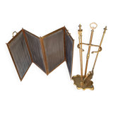 Fireplace set fire guard shovel clamp support