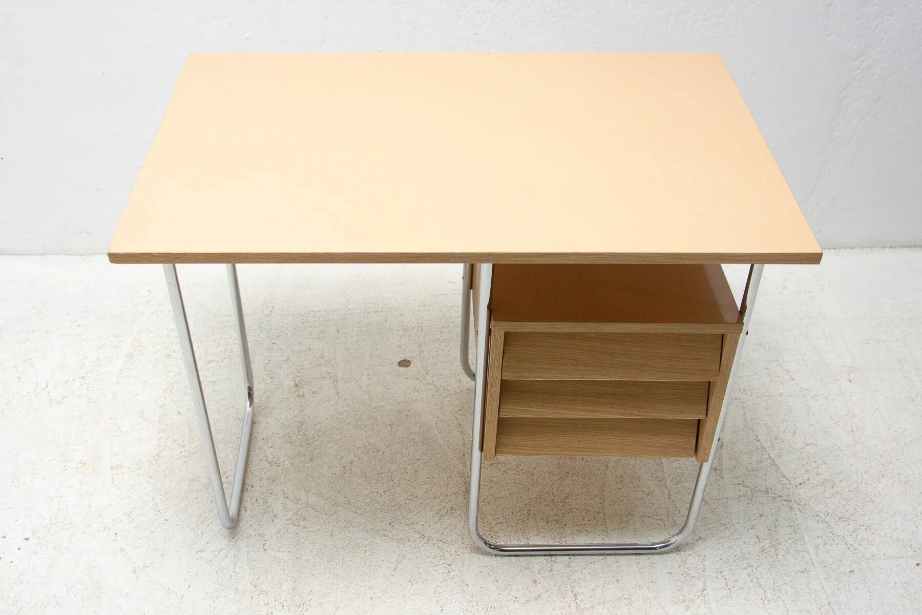 Writing desk, mid-century chrome and formica desk, 1950s, Czechoslovakia
