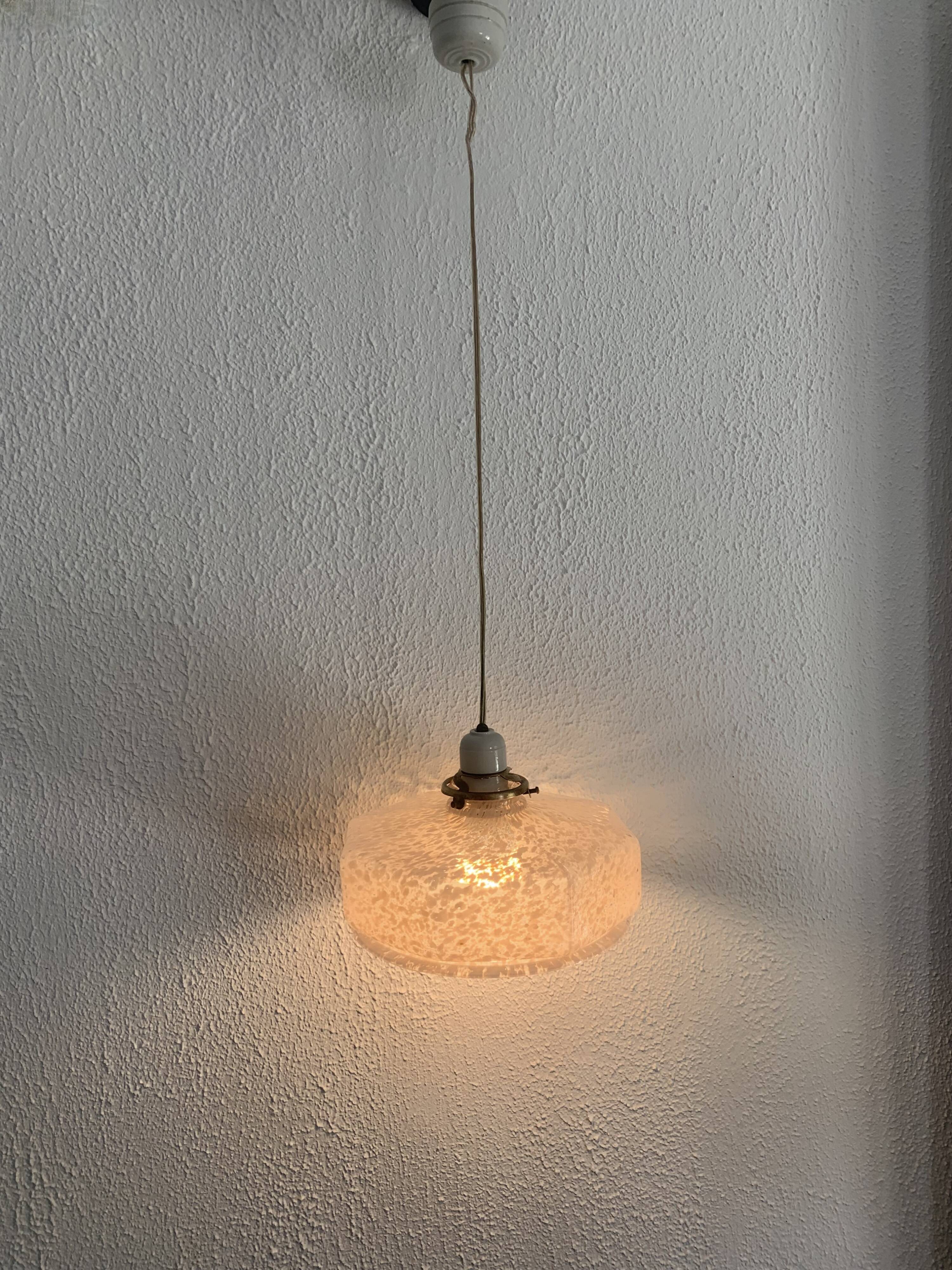 Vintage 1930s pink glass cloud chandelier - 60 cm