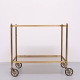 Hollywood Regency Brass Serving Trolley 1970s