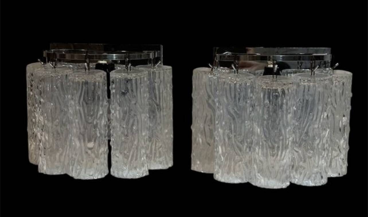 Pair of Venini Tronchi wall lights by Toni Zucherri, Italy 1970