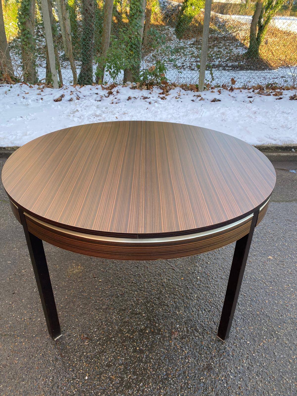 1960s round extendable Scandinavian dining table