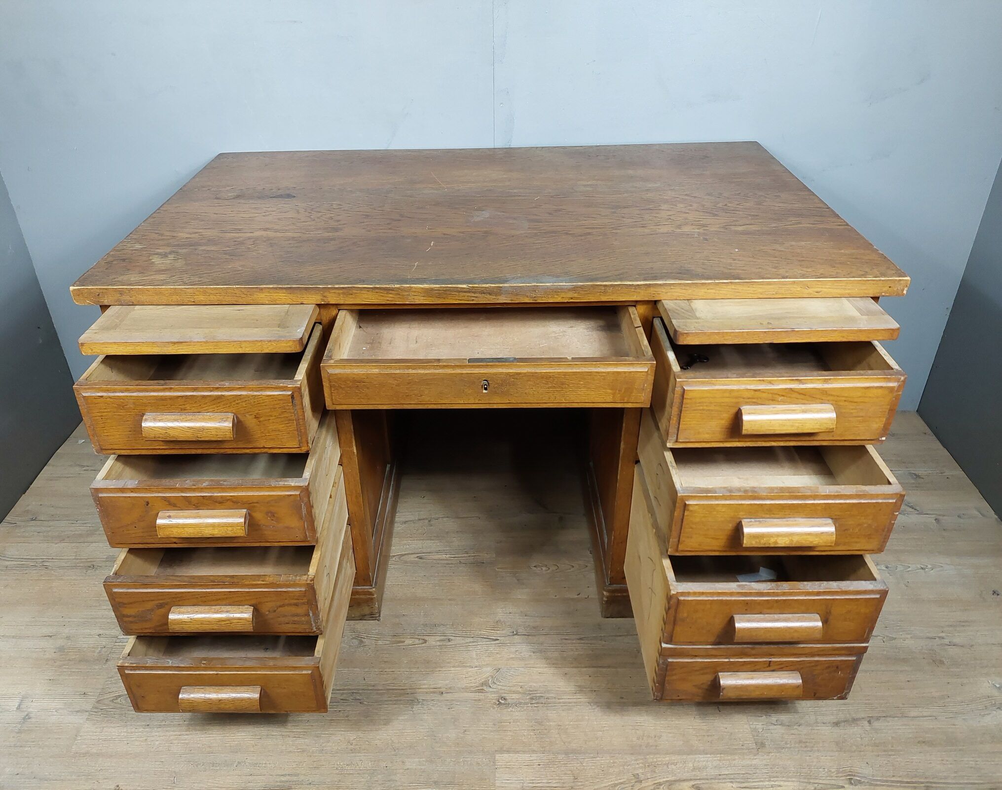 Flat desk in vintage boxes