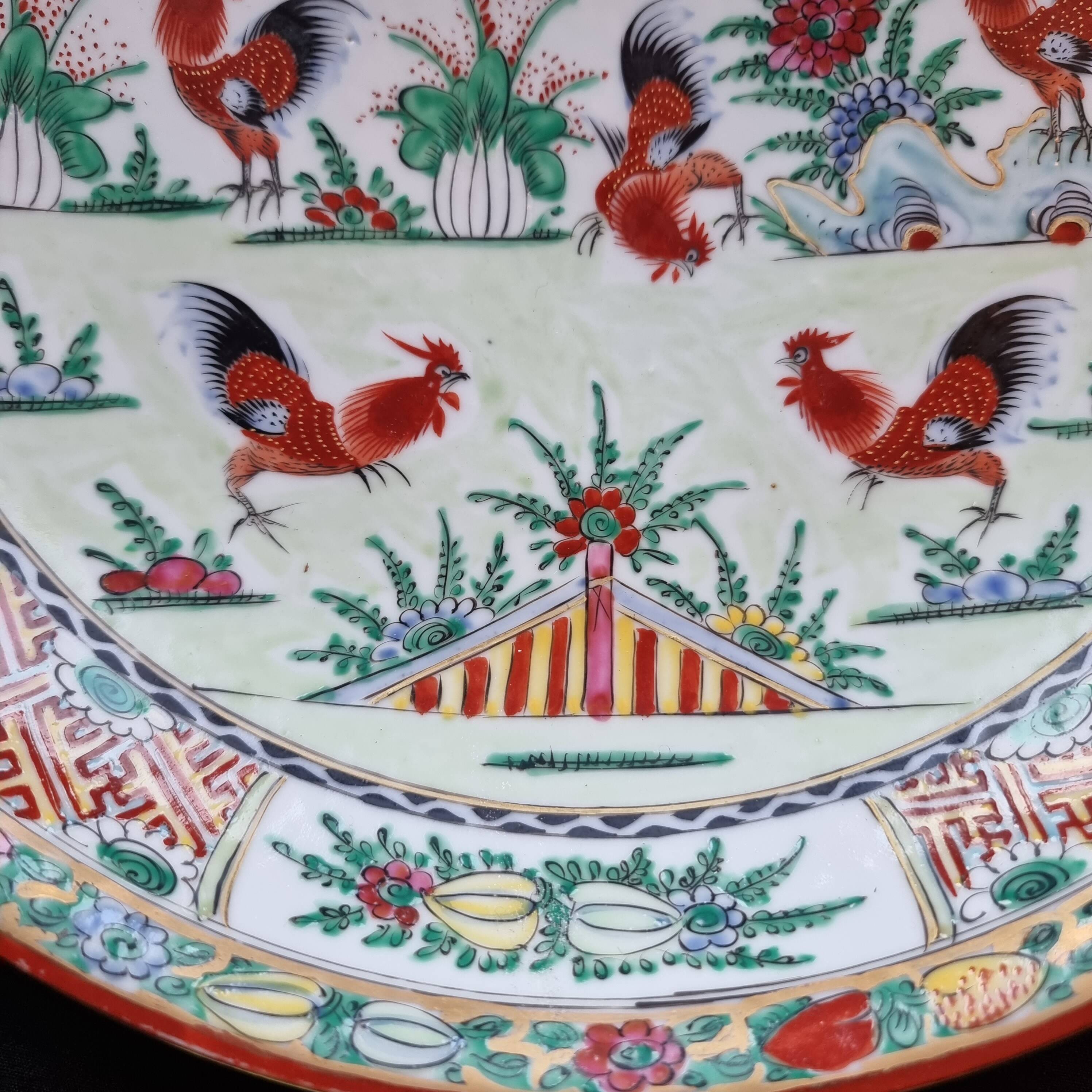 Large soup plate in Macao porcelain (1971), authentic wine piece