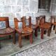 Set of 6 varnished pine chairs
