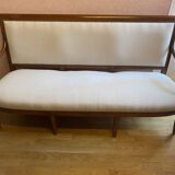 Walnut bench, from the restoration period, covered in white.